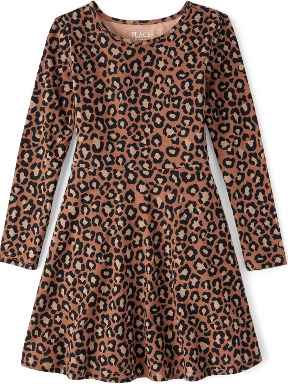 Adorable Long Sleeve Skater Dress in Cheetah Print for Fashionable Kids